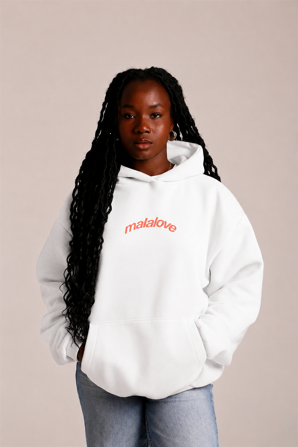 Iconic White & Salmon Hoodie