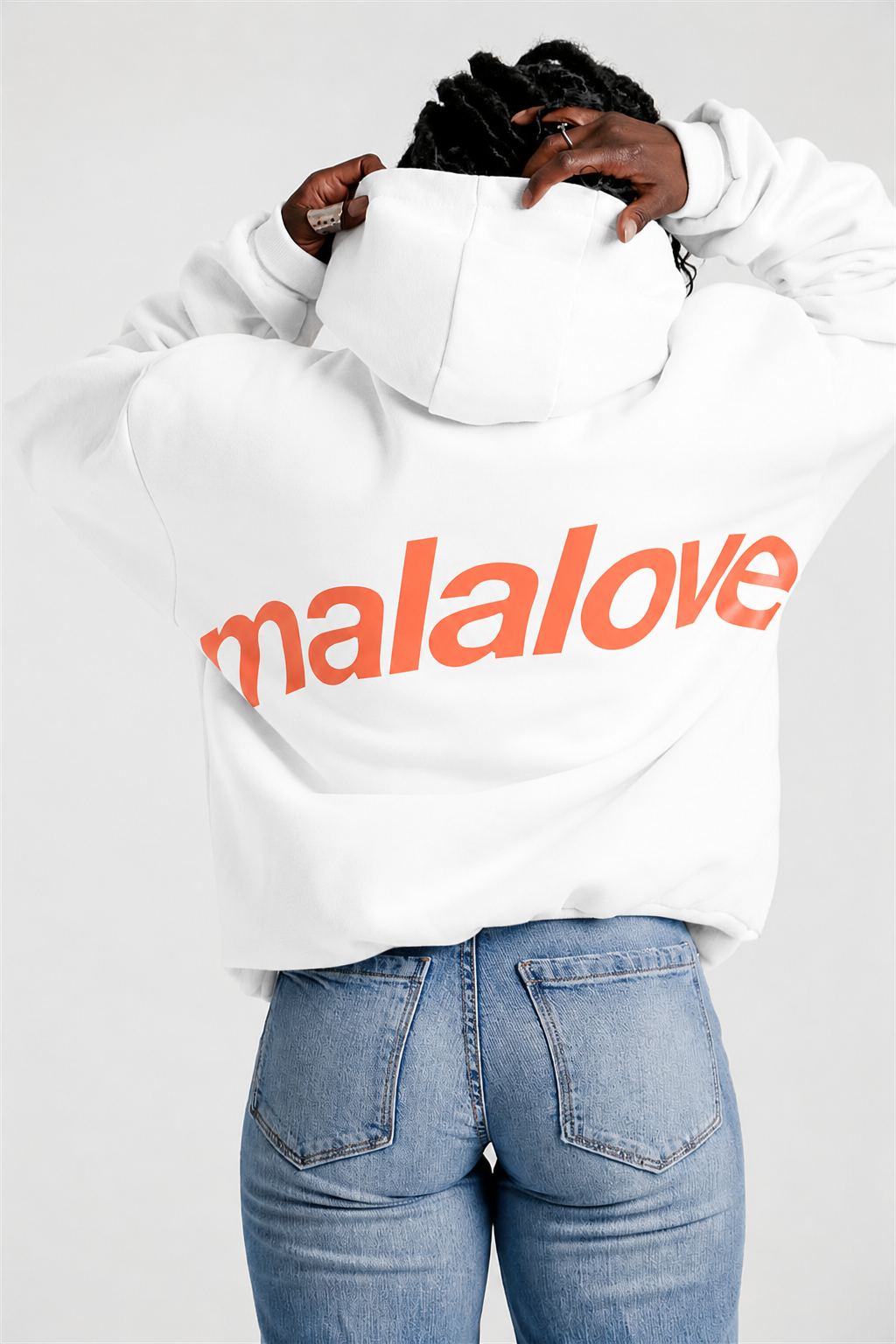 Iconic White & Salmon Hoodie