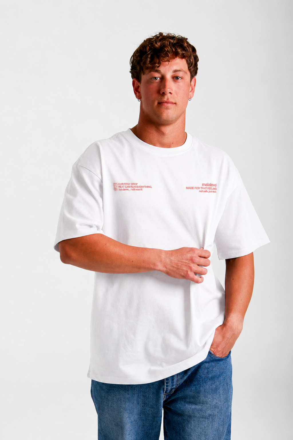 Iconic White & Salmon T-Shirt