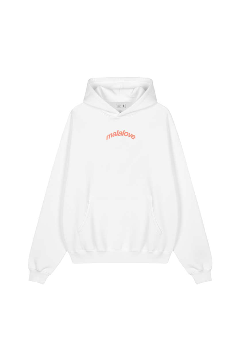 Iconic White & Salmon Hoodie